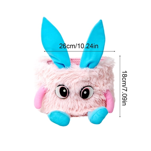 Cute Easter Basket Made From Soft Fabric With Bunny Ear Handles A Decorative And Functional Storage Piece For Toys Snacks Or Easter Egg Hunts