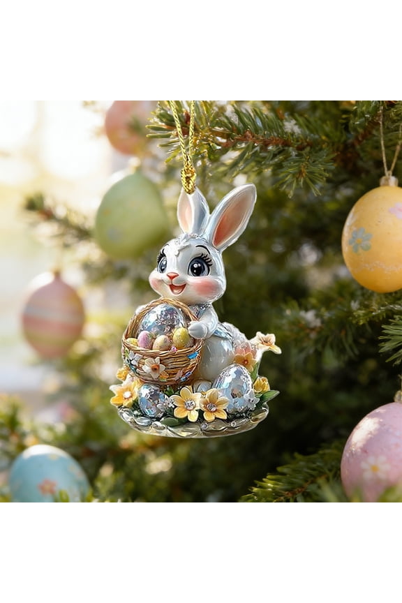 Cute Easter Bunny Acrylic Keychain, 2D Flat Pendant for Car, Backpack, or Window Decoration, Ideal for Easter Gift Giving, Fun Accessory for Home, Office, or Party Favors