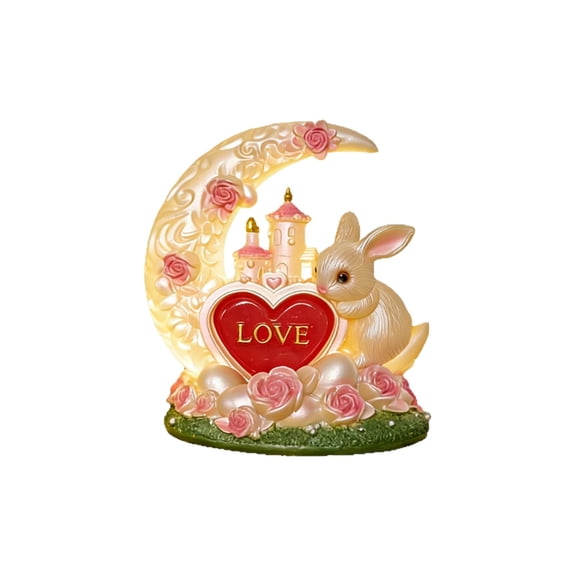 Cute Easter Bunny Castle Glowing Night Light, Easter Tabletop Light-Up Ornament Decor, for Easter Holiday, Home, Office, Store and Gifting