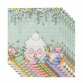 thumbnail image 1 of Cute Easter Bunny Cloth Napkins, Eucalyptus Leaves Colorful Eggs Teal Wooden Washable and Reusable Dinner Napkins Set of 6, Table Napkin for Kitchen Party Birthday Wedding Hotel Housewarming 20"x20", 1 of 9