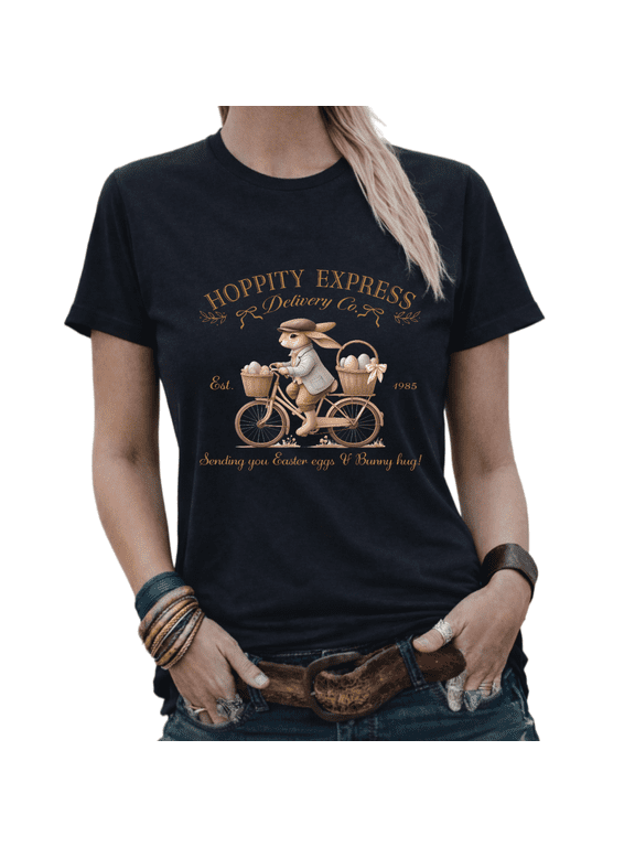 Cute Easter Bunny Delivery Co. Gift Graphic Tees Womans T shirt White/Black S-5XL Tops