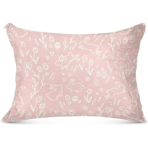 Cute Easter Bunny Egg Plush Pillowcase, Luxury Soft King Pillow Case for Hair and Skin, Standard Size Pillow Covers with Zipper Closure, 20x30in #990 Home Decor Gifts