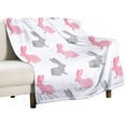 thumbnail image 1 of Cute Easter Bunny Fleece Throw Blanket Soft Pink Gray Rabbit Lightweight Flannel Plush Fuzzy Air Conditioning Blankets for Bed Sofa Couch Livingroom Car Travel 50X60 in, 1 of 6