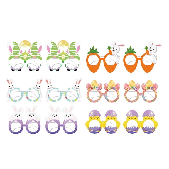 Cute Easter Bunny Glasses Photo Props Eyewear Easter Party Decoration Party Favors Fancy Dress Decor Easter Egg Eyeglasses for Kids Adults 12pcs Style A