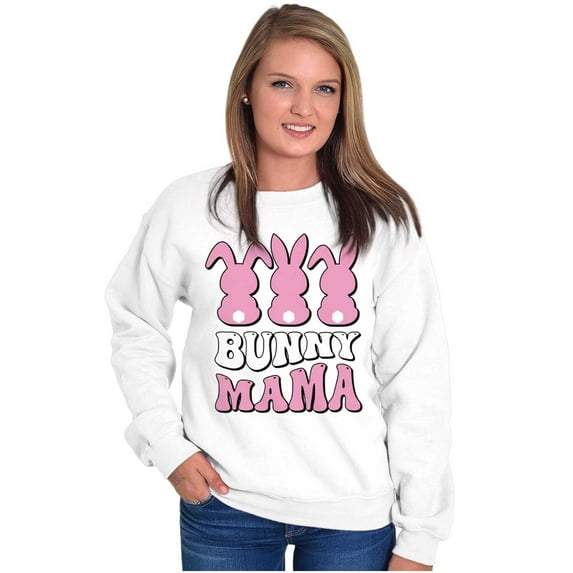 Cute Easter Bunny Mama Rabbit Tails Women Crewneck Sweatshirt Brisco Brands S