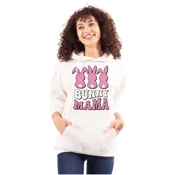 Cute Easter Bunny Mama Rabbit Tails Women Plus Size Graphic Pullover Hoodie Brisco Brands 2X