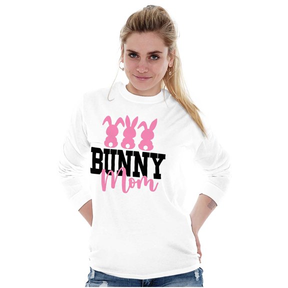 Cute Easter Bunny Mom Rabbit Tails Women's Long Sleeve T Shirt Brisco Brands S
