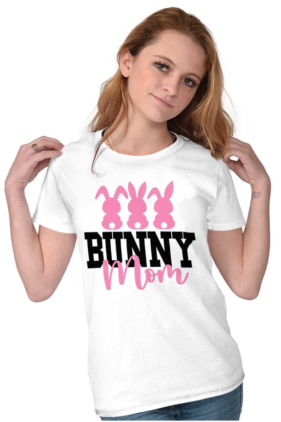 Cute Easter Bunny Mom Rabbit Tails Womens Slim Fit Graphic Tee Brisco Brands L