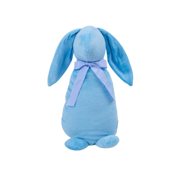 Cute Easter Bunny Plush Doll with Bow Standing Blue Soft Stuffed Animal Decorative Home Office Desk Ornament Adult Gift Boho Modern Minimalist Style Stress Relief Collectible Toy White Elephant Gift