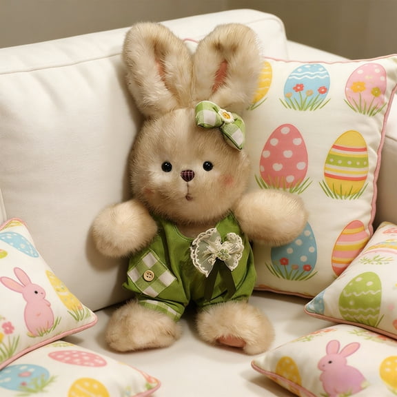 Cute Easter Bunny Plush Toy, 13.78 Inch Soft Cloth Stuffed Animal, Festive Spring Decor for Home, Cozy Companion Gift for Easter Celebration, Holiday Gift