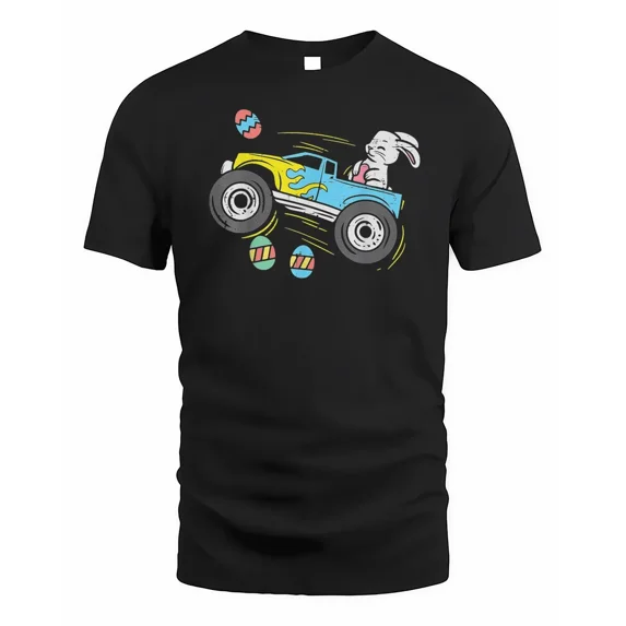 Cute Easter Bunny Riding Monster Truck Boys Kids Toddler Shirt ...
