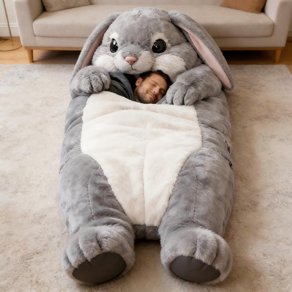Cute Easter Bunny Sleeping Bag For Adults Soft PlushIE Bunny Designs Camping Blanket Bedding For Indoor Lounging Oversized Cozy Sleep Sack Machines Washable