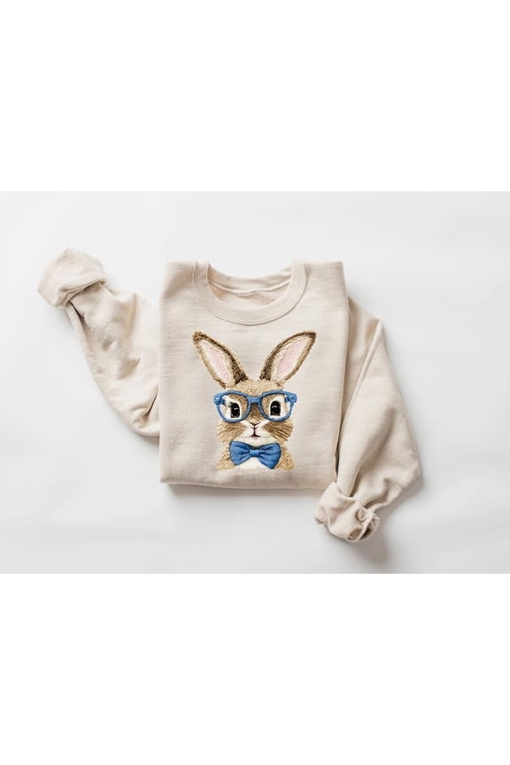 Cute Easter Bunny Sweatshirt, Easter Rabbit Sweater, Easter Bunny Hoodie, Easter Gift for Mom, Kids Easter Sweatshirt, Retro Bunny Shirt