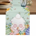 thumbnail image 1 of Cute Easter Bunny Table Runner, Eucalyptus Leaves Colorful Eggs Teal Wooden Cotton Linen Table Runners 108 Inches Long, Dresser Scarf Runner for Dining/Living Room/Kitchen/Square Tables 13''x108'', 1 of 9