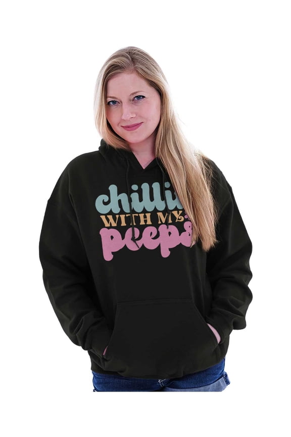 Cute Easter Chillin With My Peeps Hoodie Sweatshirt Women Brisco Brands L