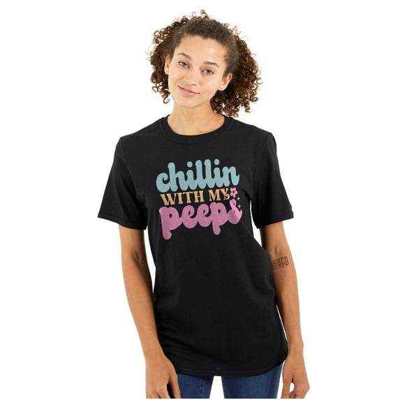 Cute Easter Chillin With My Peeps Women's Graphic T Shirt Tees Brisco Brands S