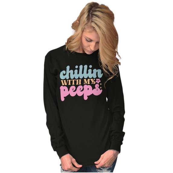 Cute Easter Chillin With My Peeps Women's Long Sleeve T Shirt Brisco Brands S