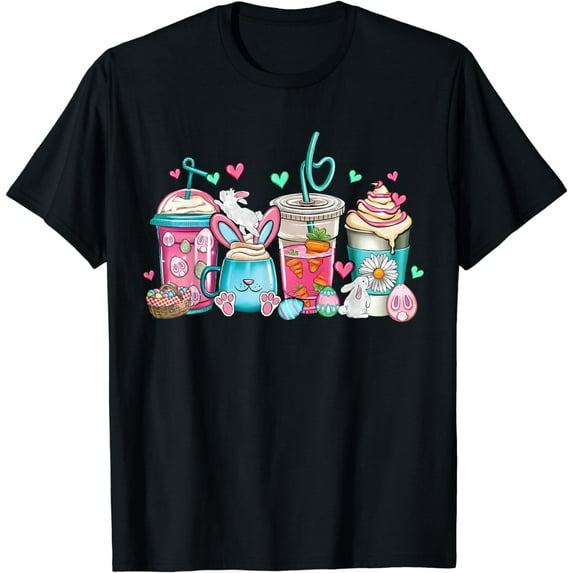 Cute Easter Day Shirt Easter Coffee Lover Women Girl T-Shirt
