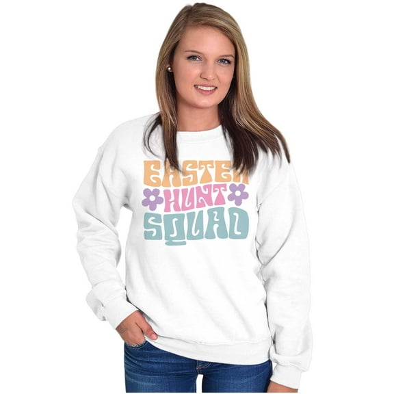 Cute Easter Egg Hunt Squad Daisies Women Plus Size Crewneck Sweatshirt Brisco Brands 4X