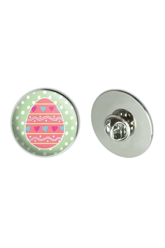 Cute Easter Egg Pink with Hearts Metal 1.1" Tie Tack Hat Lapel Pin Pinback
