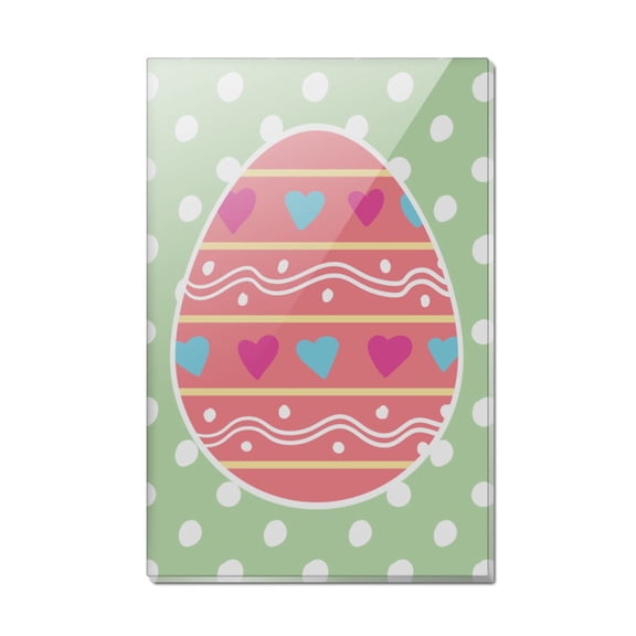 Cute Easter Egg Pink with Hearts Rectangle Acrylic Fridge Refrigerator Magnet