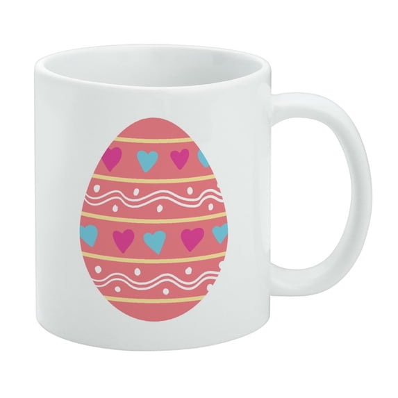 Cute Easter Egg Pink with Hearts White Mug