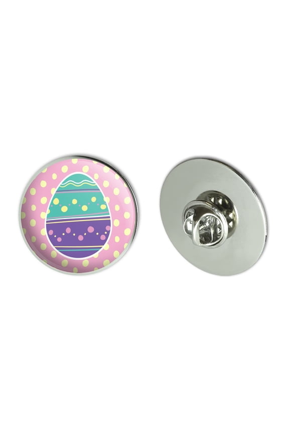Cute Easter Egg Turquoise Purple Polka Dots Metal 1.1" Tie Tack Hat Lapel Pin Pinback