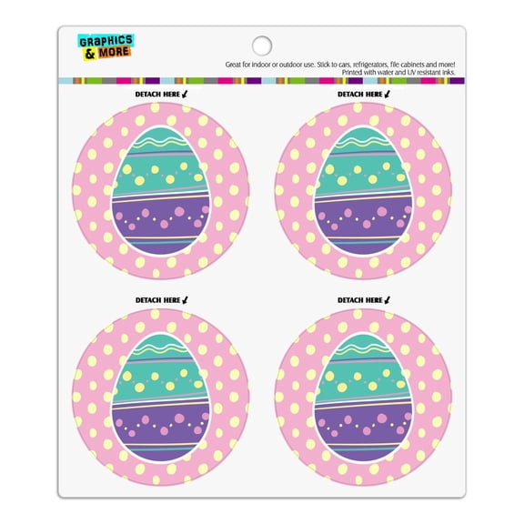 Cute Easter Egg Turquoise Purple Polka Dots Refrigerator Fridge Locker Vinyl Circle Magnet Set