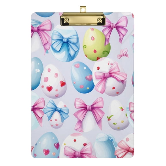 Cute Easter Eggs Acrylic Clipboards 12 x 9 Inch A4 Size with Low Profile Clip Hanging Clipboard for Classroom School Office