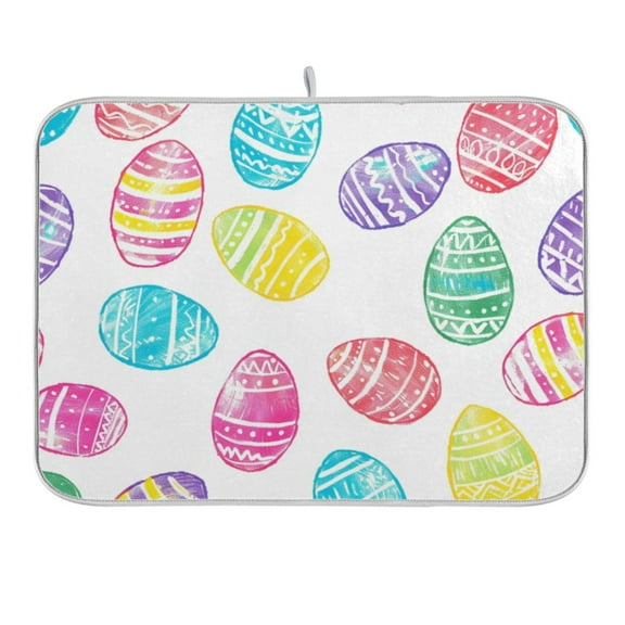 Cute Easter Eggs Dish Drying Mat for Kitchen Counter 16x18 In Absorbent Microfiber Reversible Mats Dish Drainer Protector Rack Pad for Coffee Bar Table