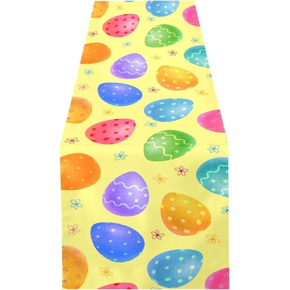 Cute Easter Eggs Table Runner - 18x72 Inch Soft Fabric Table Runner, Heat-Resistant for Kitchen, Dining, Holiday House Decor