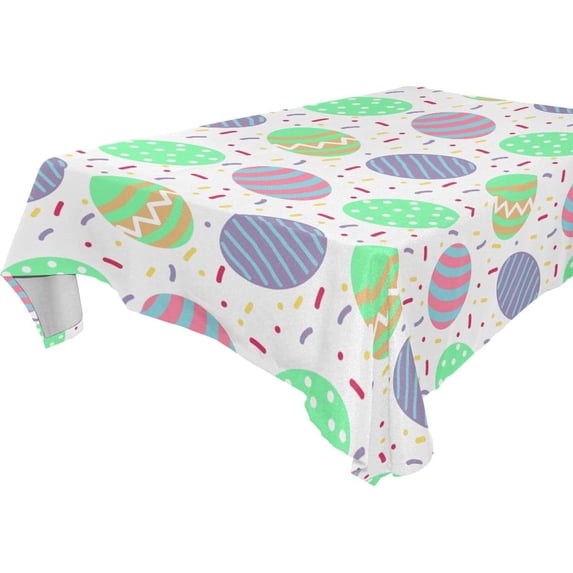 Cute Easter Eggs Tablecloth Rectangle Colorful Table Cloth Large Square Table Cover for Dining Kitchen Party 60"x60" Decor Gift