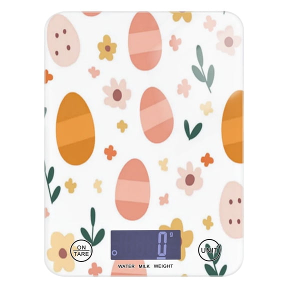 Cute Easter Eggs and Floral Food Scale Digital Kitchen Scale Waterproof Grams Ounces lbs for For Baking and Cooking