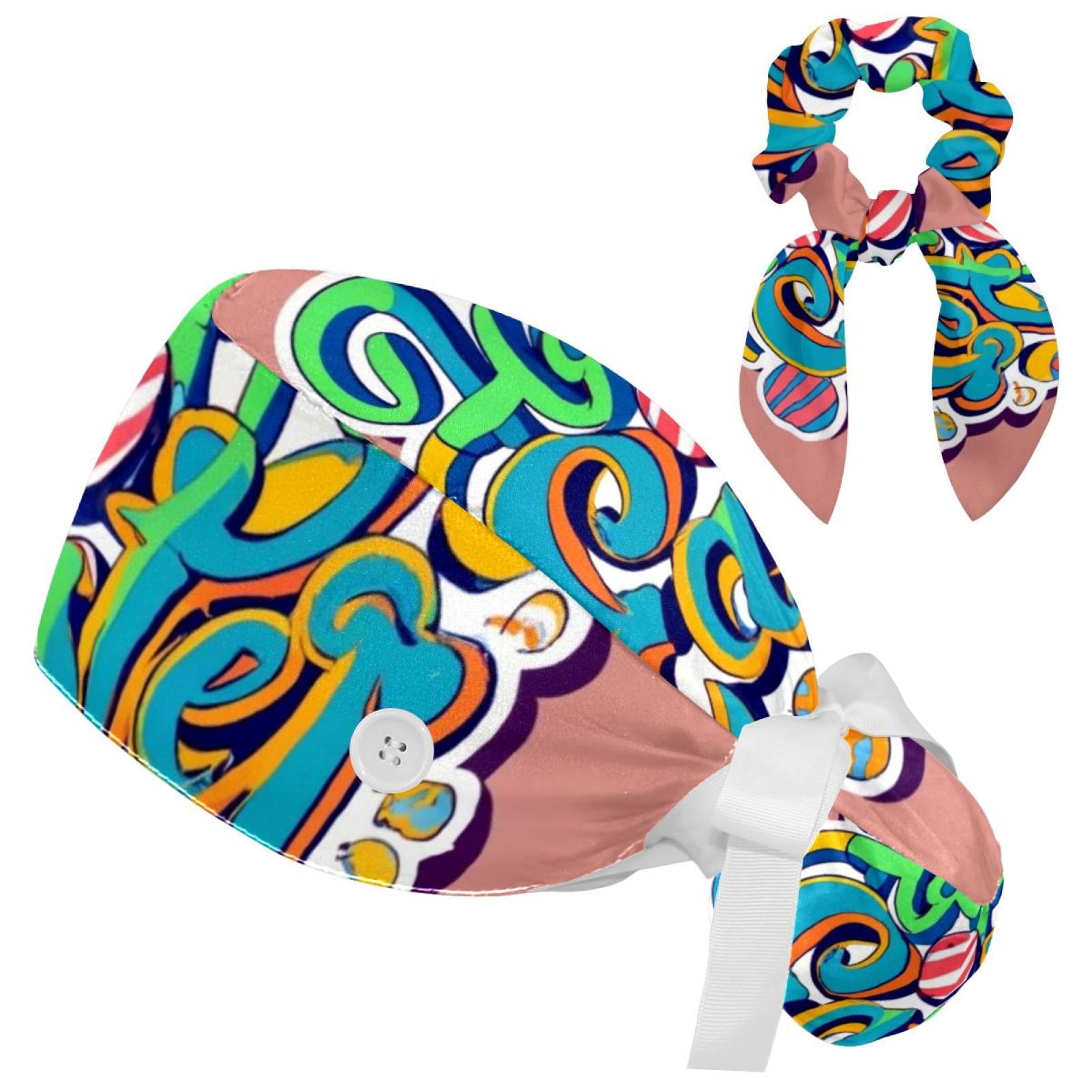 Cute Easter Font Bandana Caps Sweatband with Hair Scrunchies Bowknot