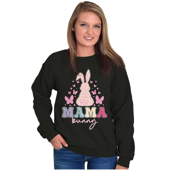 Cute Easter Mama Bunny Butterflies Women Crewneck Sweatshirt Brisco Brands L