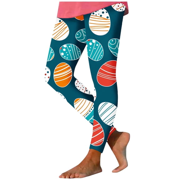 Cute Easter Outfits for Women High Waisted Compression Tight Leggings Bunny Eggs Printed Pants Running Gym Yoga Pants