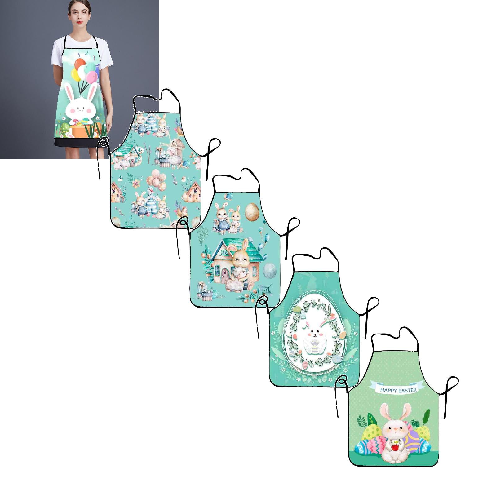 Cute Easter Rabbit & Eggs Apron Adjustable with 2 Pockets Bunny Easter ...