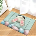 thumbnail image 1 of Cute Easter Rabbit Wood Entrance Door Mat, Funny Eggs Bunny Low Profile Tradition Decor Welcome Mat, Non-Slip Carpet Rugs Floor Mat Decorative for Home/Bathroom/Kitchen/Indoor - 16"x24", 1 of 6