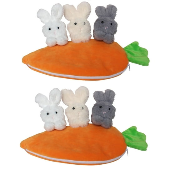 Cute Easter Rabbits,Funny Plush Toy for Girl Kids,Hide and Seek - 3pcs Rabbits In a Carrot Bag - Best Gifts