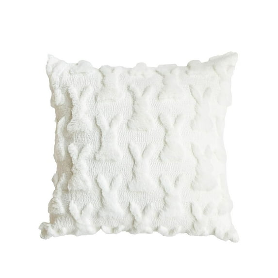 Cute Easter Rabbits Throw Pillow Cover Set of 1,18 x 18 Inch Soft Plush JacquardBunny Cushion Case Decoration for Sofa Couch Home Room Decor Gift