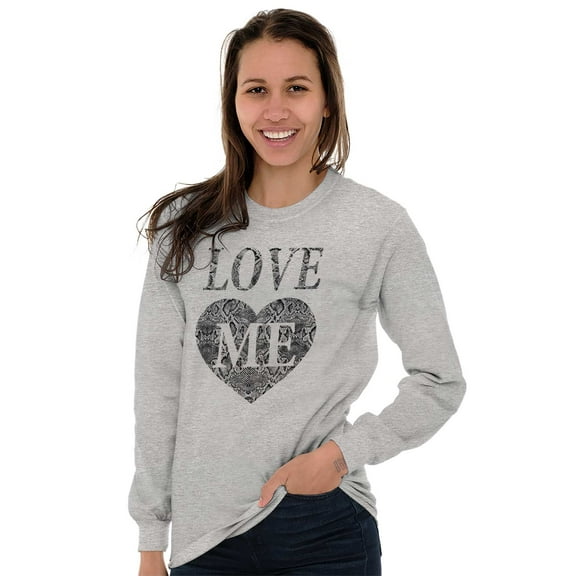 Cute Edgy Love Me Heart Romantic Women's Long Sleeve T Shirt Brisco Brands S