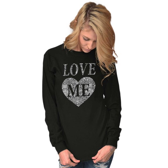 Cute Edgy Love Me Heart Romantic Women's Long Sleeve T Shirt Brisco Brands S