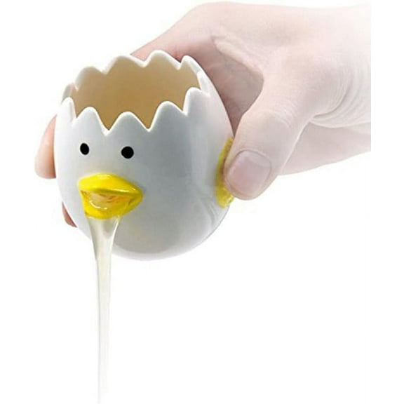 Cute Egg Separator, Ceramics Vomiting Chicken Egg Yolk White Separator, Practical Household Small Egg Filter Splitter, Kitchen Gadget Baking Assistant Tool, Dishwasher Safe (Yellow)