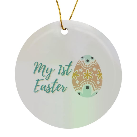 3drose, Cute Egg with Text of My First Easter, Circle Porcelain Ornament