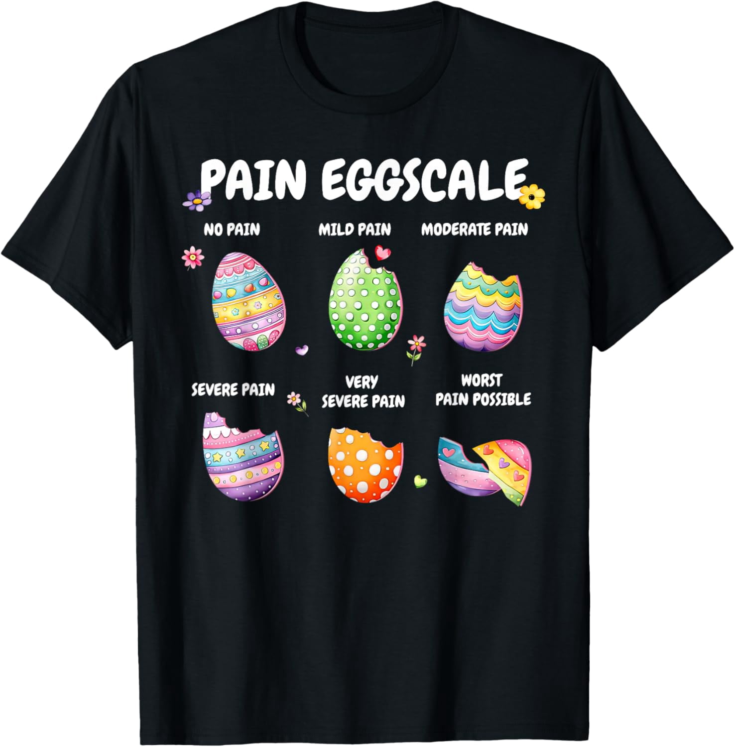 Cute Eggs Pain Scale Egg Day Nurse Triage Pain Assessment Shirt BLACK ...