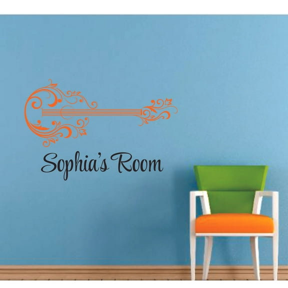 Cute Electric Guitar Mudic Room Cartoon Decors Wall Sticker Art Design Decal for Girls Boys Kids Room Bedroom Nursery Kindergarten House Fun Home Decor Stickers Wall Art Vinyl Decoration (30x27 inch)