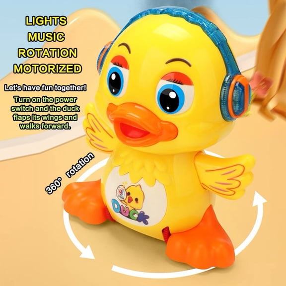 Cute Electric Yellow Duck Baby Toy, Swaying Dancing Musical Toy with Colorful Lights & Sounds, Interactive Sensory Toy for Infants Toddlers Newborns, Ideal Birthday Holiday Gift