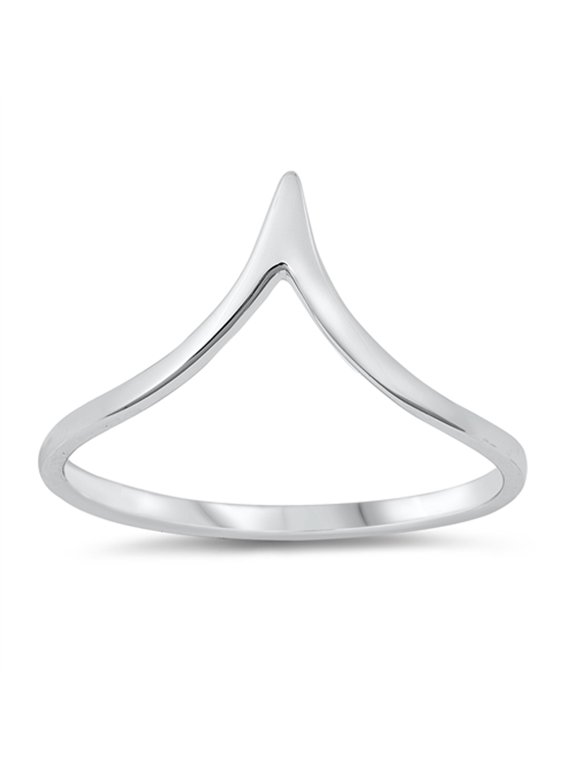 Cute Elegant Chevron Point Triangle Ring .925 Sterling Silver Band Jewelry Female Male Unisex Size 9