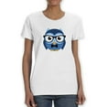 thumbnail image 1 of Cute Elegant Hipster Owl With Glasses And Bow Women White T-Shirt, Female x-Large, 1 of 4