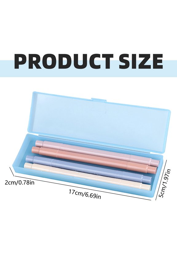 Small Plastic Pencil Case Stationery Storage Case Hinged Lid Closure Pens Crayon Home Office